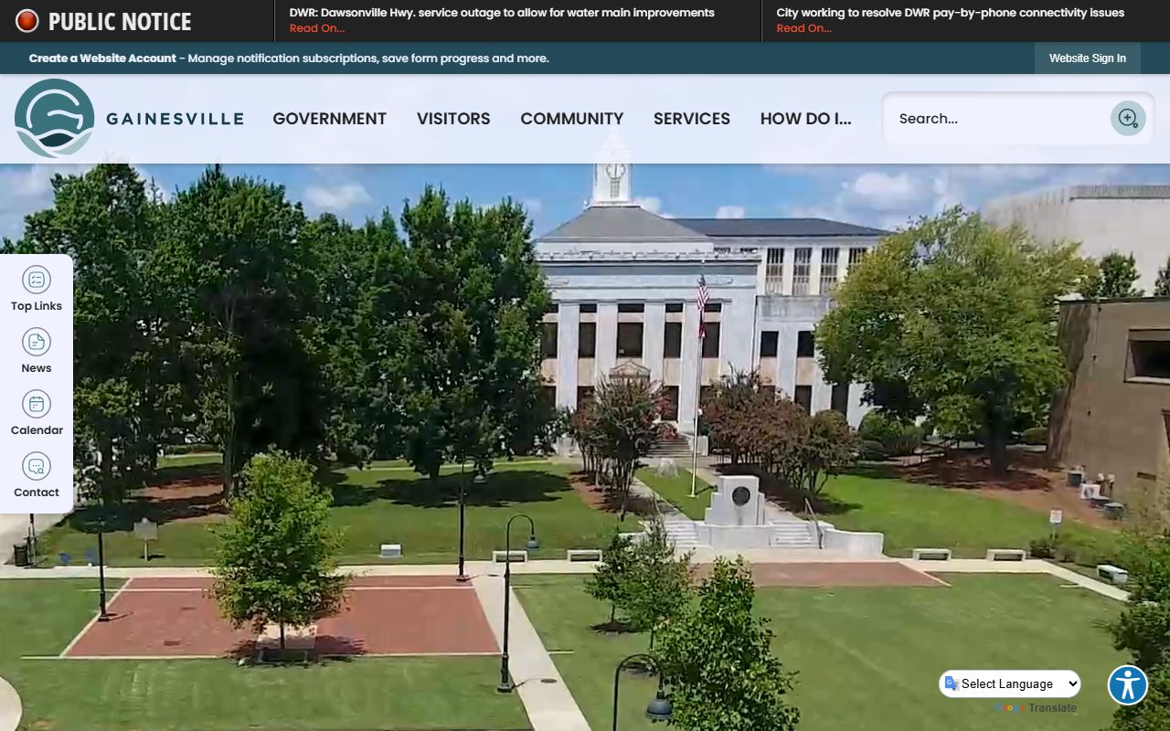 Gainesville city government website for death index records