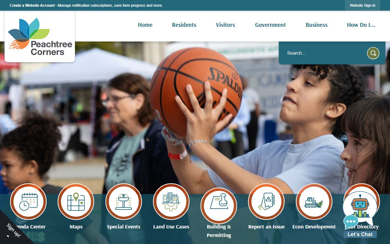 Peachtree Corners city government website for death index records
