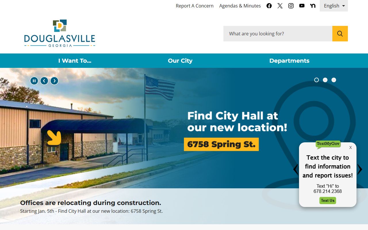 Douglasville city government website for death index information