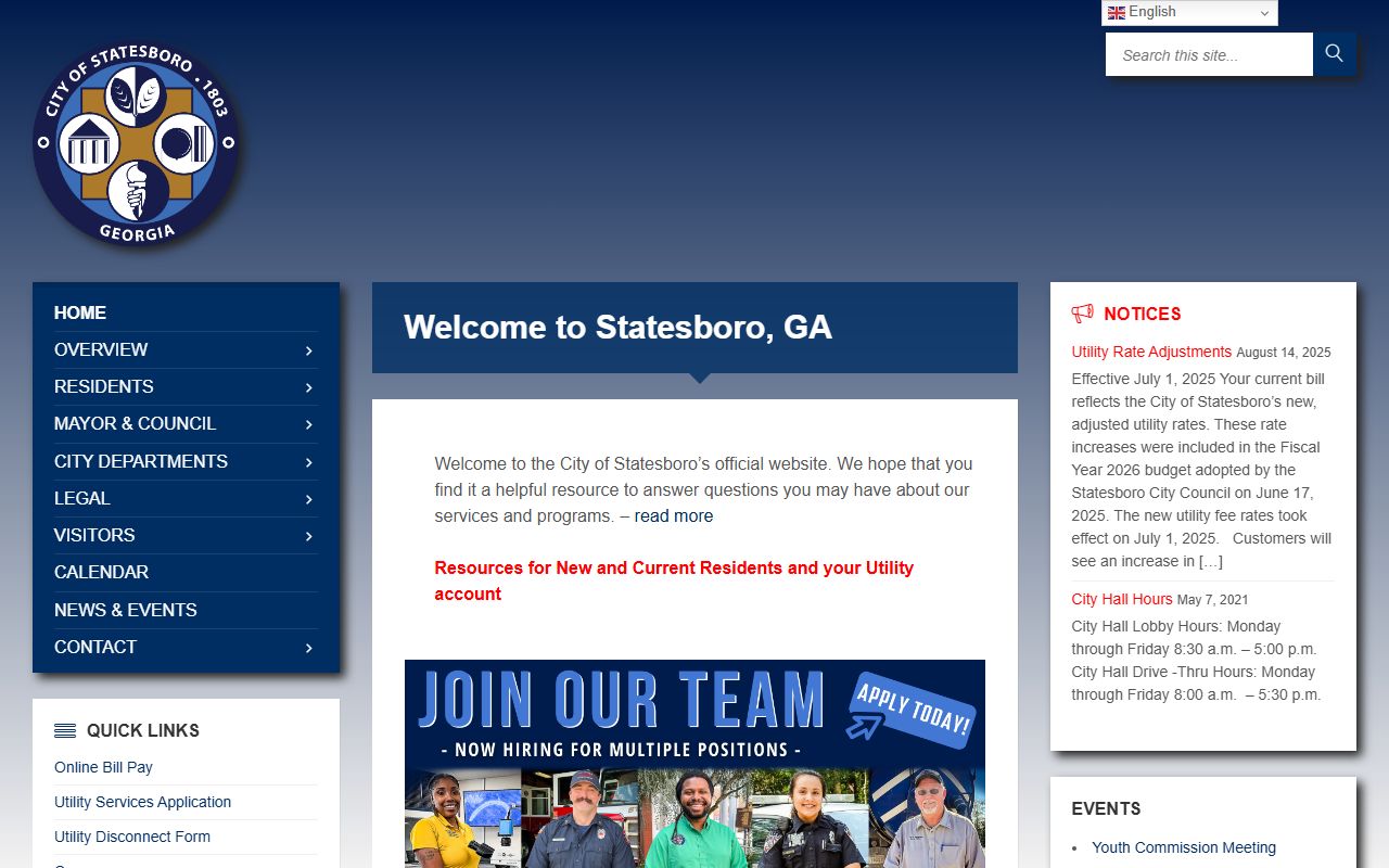 Statesboro death index city government page