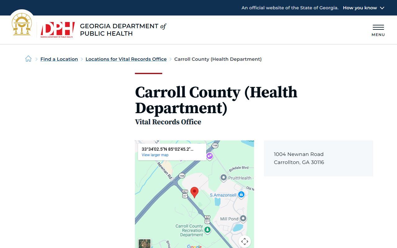 Carroll County death index