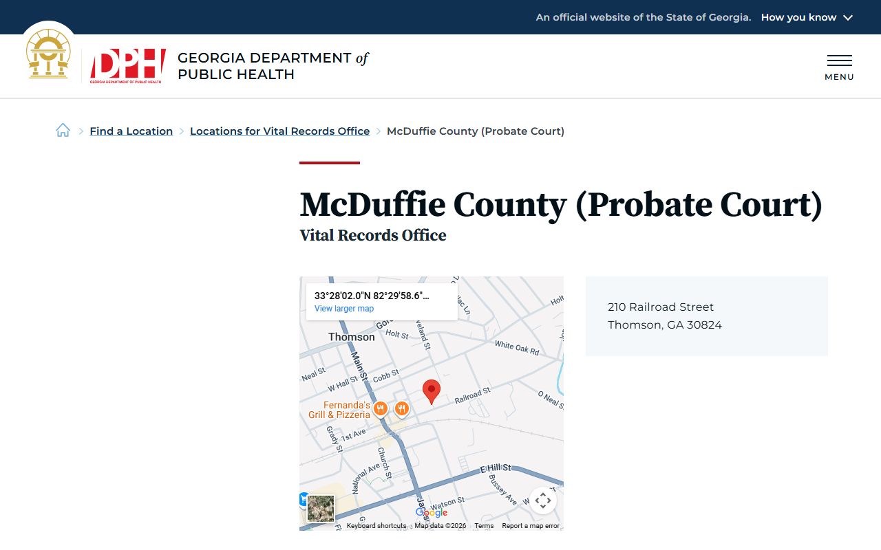 McDuffie County death index