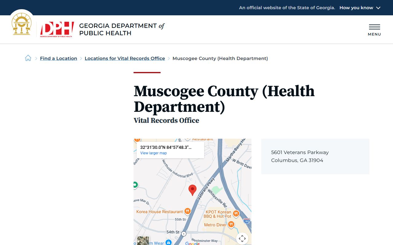 Muscogee County death index