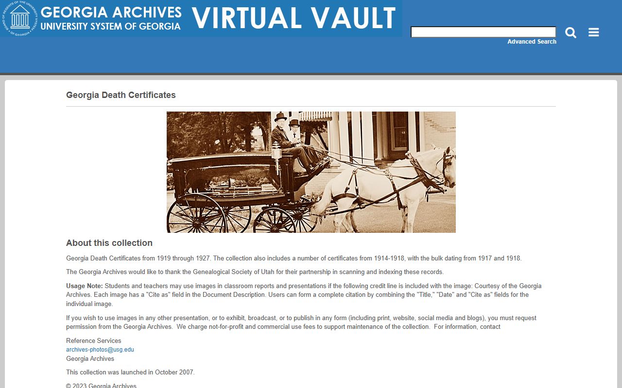 Georgia death index digital certificates database 1919-1927